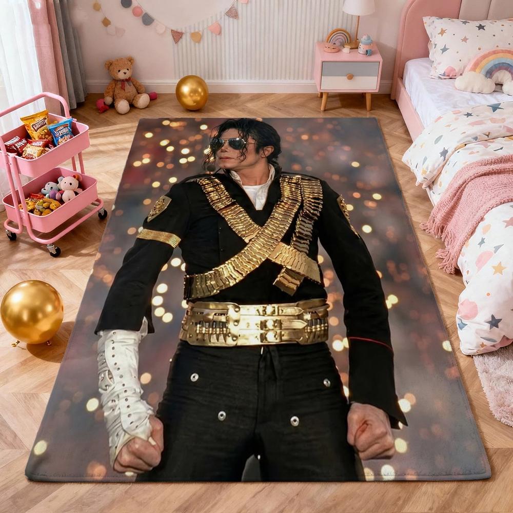 Michael Jackson Portrait Signature Printed Rug Absorbent Nonslip Carpet For Hallway Balcony Study Home Party Decor Halloween Gift
