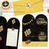 New Black Gold Series Birthday Card: High-End Foldable Handwritten Greeting for Gifts