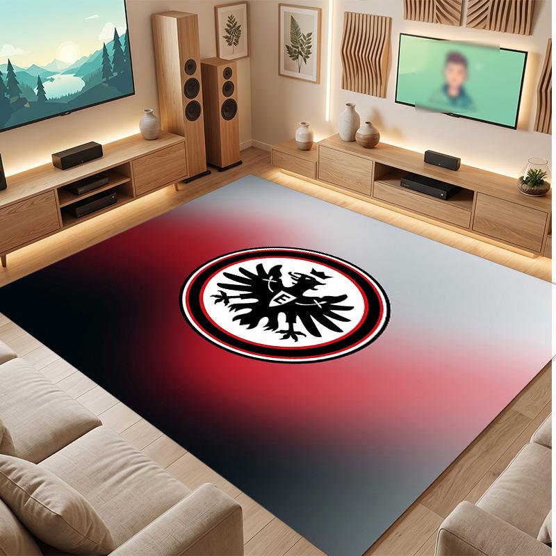 Eintracht Frankfurt Football Print Crystal Velvet Rug, Comfortable Water Absorbent Non Slip Indoor Floor Carpet