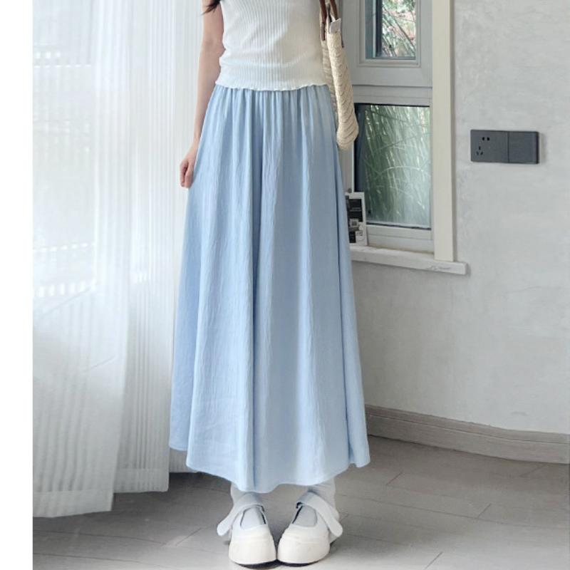 White Ice Silk Wide-leg Pants for Women In Summer Updated High-waist Comfortable Fit Drape Everyday Cool Skirt Pants