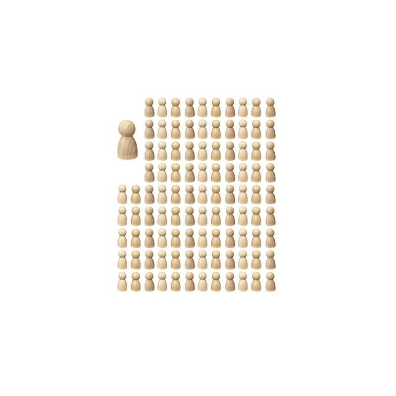 Wooden Peg Dolls 100 Pieces Unfinished Wooden People Craft Blank Family Figures 5/8 x 1-1/4 inches