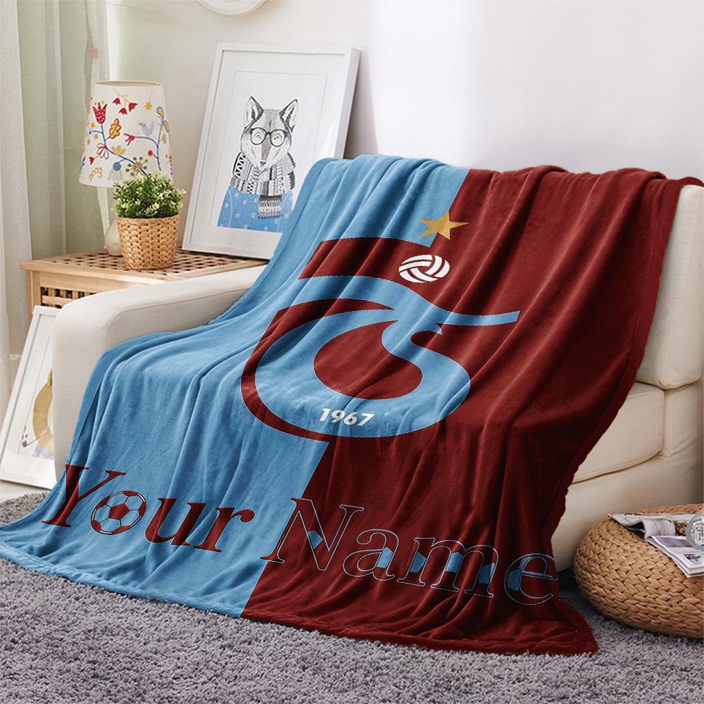 1PC Custom Name Trabzonspor Patterned Flannel Blanket Suitable For All Seasons for Home Decor Warmth and Comfort Gifts Holiday Present -HE223