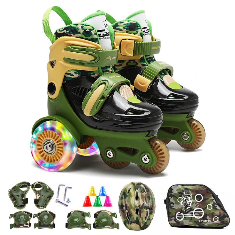 Custom Kids' Beginner Inline Roller Skates with Flashing Double Row Wheels