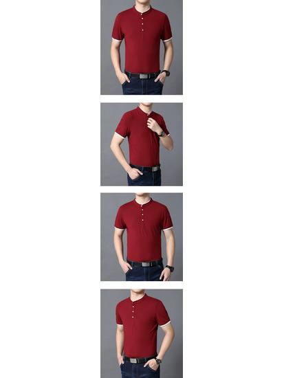 Men's Round Neck Cotton Casual T-Shirt - Solid Color Summer 2025