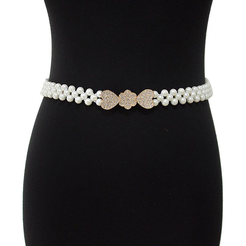 New arrival women s belt plum blossom rhinestone inlaid decorative pearl thin waist chain 68-90cm