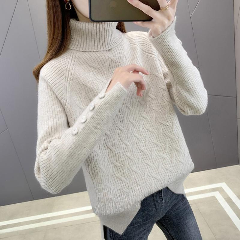 Autumn and Winter Thick Warm Turtleneck Knitted Sweater Women Loose Slim Fit Pullover Women's Sweaters Elegant Solid Fashion Lady Casual Jumpers 25272