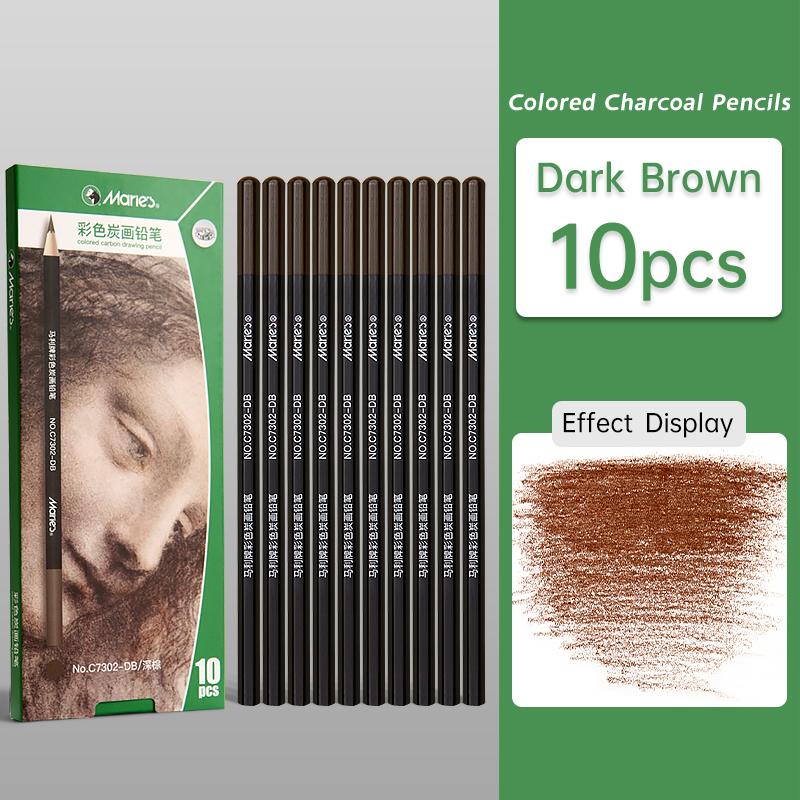 10 szt. Zestaw profesjonalnych kredek węglowych kolorowych Marie's, kolory odcieni skóry do szkicowania, cieniowania, mieszania, dla dorosłych i artystów
