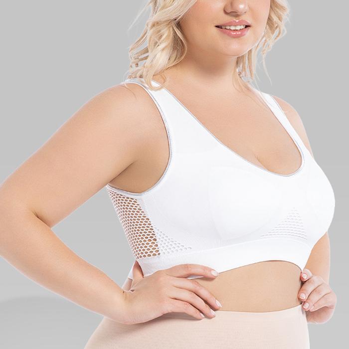 Plus Size Solid Color Breathable Hollow Out Sports Bra - Pullover Wireless Yoga Bra Light Support Thin