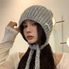 Gray Fur Ball Tassel Beanie Women's New Autumn and Winter Warm and Cold Proof Ear Protection Hat Large Head Circumference Hat Trendy