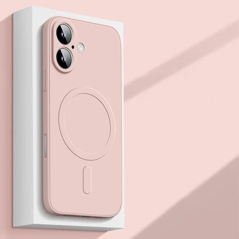 

для Magsafe Liquid Silicone Phone Case для iPhone 16 Pro Max 15 14 Plus 13 12 Mini 11 Pro XS Max Матовый мягкий чехол For iPhone 16