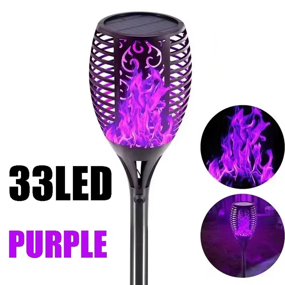 

1/5/10 PCS Solar Garden Flame Lights Flickering Flame Lamp Outdoor Lawn Light Waterproof Courtyard Helloween Decoration Lighting Purple light 1PCS