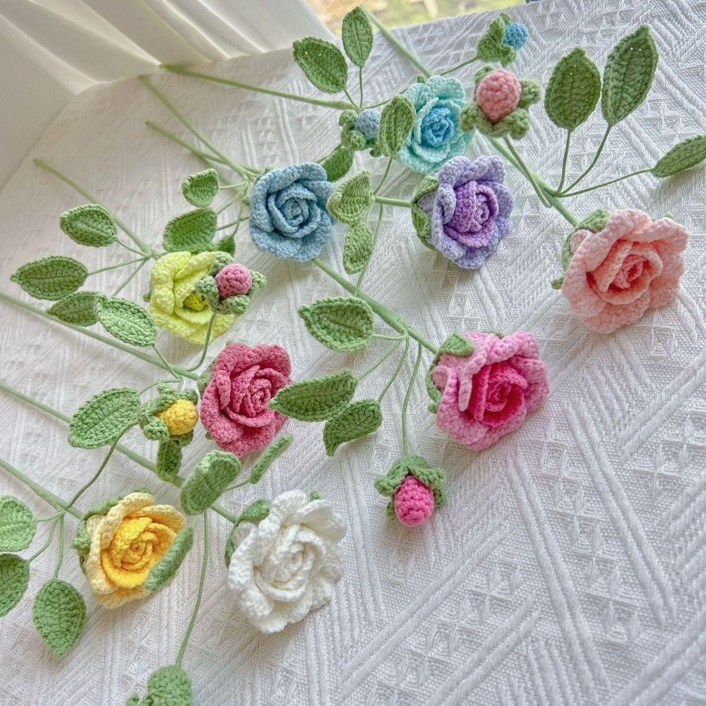 Rose Bud Crochet Bouquet Handmade Knitted Flower Premium Handwoven Rose  Handcrafted