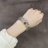 Letters from the Universe Aquamarine Moonstone Tiger Eye Stone Double-Layer Beaded Bracelet for Women, Niche Design for Summer