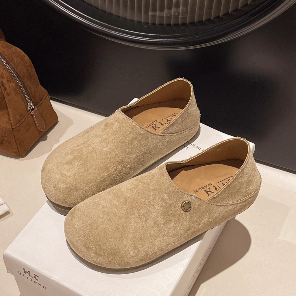 Comfortable two-wearing Boken shoes for women in spring and summer 2025, new flat-bottomed versatile Doudou single shoes, lazy one-pedal Boken shoes