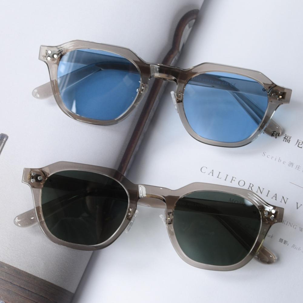 Korean Retro Sun Glasses for Women TR90 Frame Polygon Fashion Sunglasses UV400 Male Green Brown Summer Eyeglasses