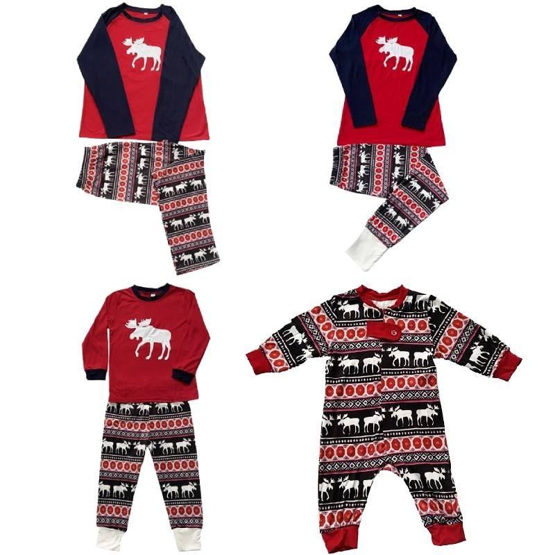 Cozy Christmas Family Matching Pajamas Set Deer Print Long Sleeve Winter Outfit