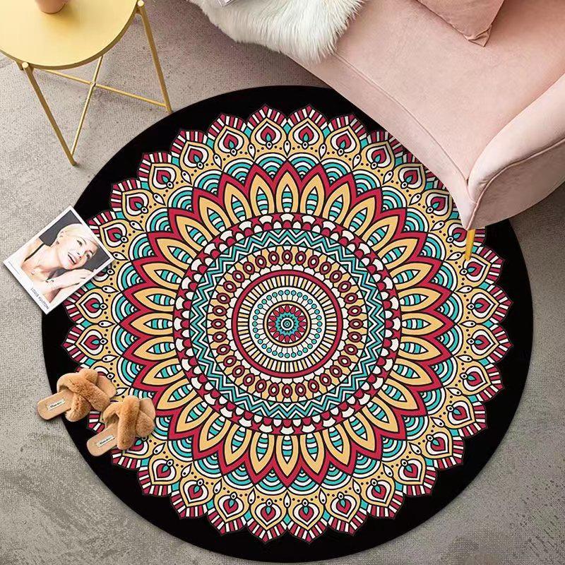 Vintage Crystal Velvet Round Carpet - Large Area Living Room Coverage