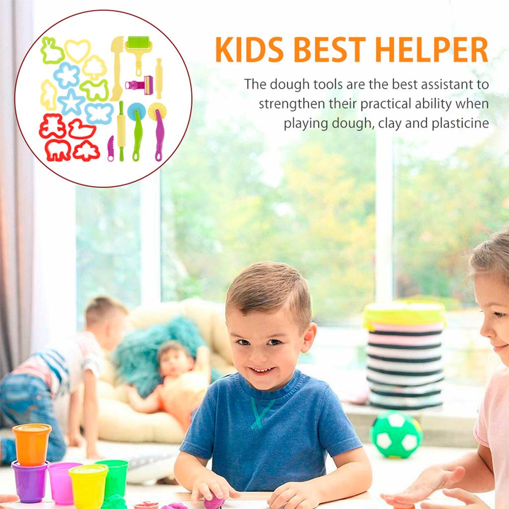 Kids Play Dough Tool Kit Color Clay Dough Animal Molds Mini Clay Tools Cutters Rolling Pins Plasticine Molds Clay Accessories