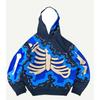 New Trendy men's Hoodie With  Skeleton Style Pattern design, Novel Long Sleeved Hoodie With Pockets For Daily Wear