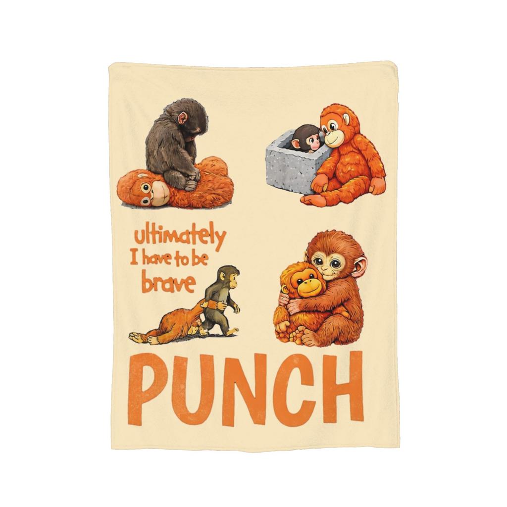 Ultimately I Have to Be Brave Lonely Punch Monkey Fleece Throw Blanket  Blankets for Home Travel Super Soft Plush Thin Quilt,