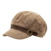 Retro simple suede metal buckle octagonal hat female autumn and winter temperament beret showing face small painter newsboy hat