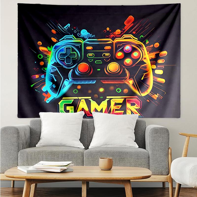 Game-Controller Print Tapestry, Backdrop, Easy Setup, Ideal for Bedroom, Office & Living Room, with Aesthetic Wall Hanging Decor.