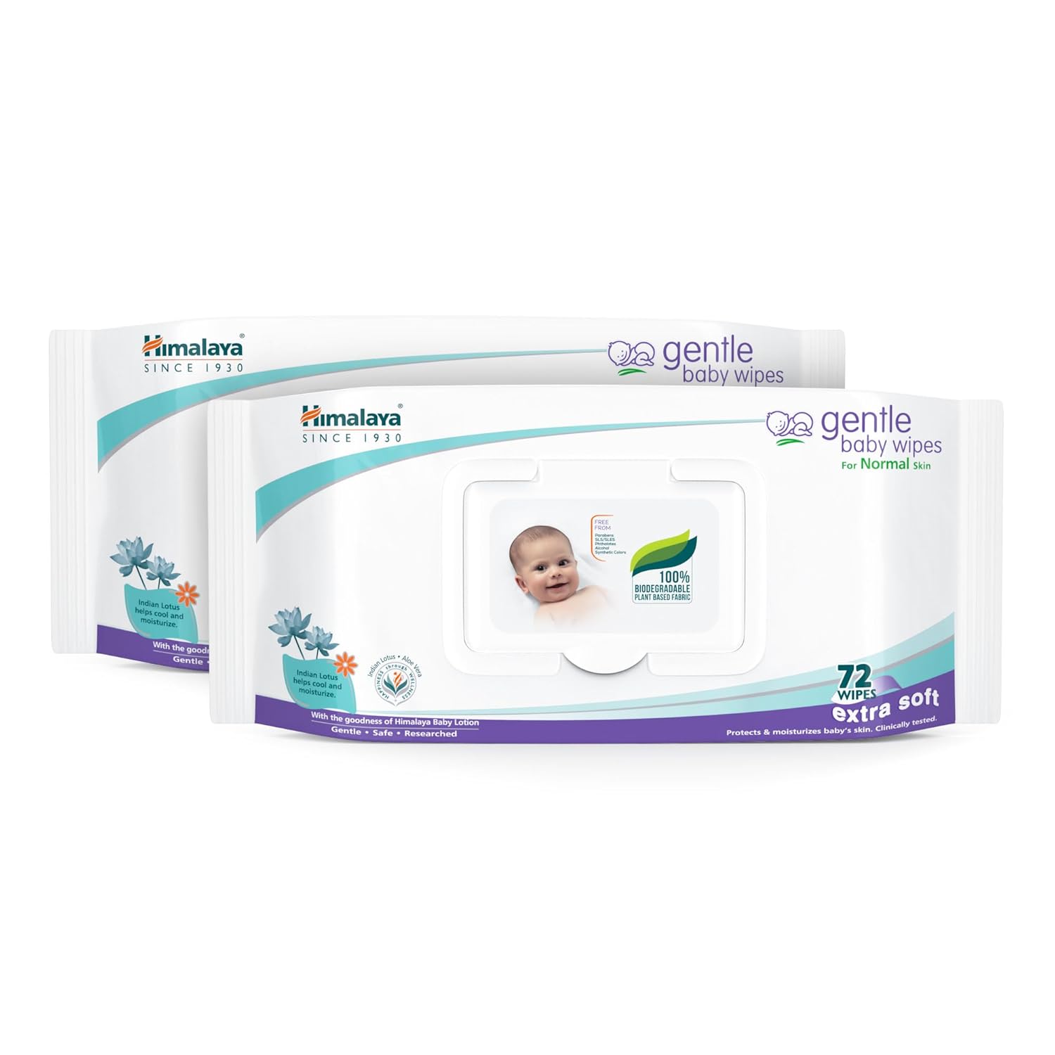

Himalaya Gentle Baby Wipes 72 Wipes Pack of 2 Soothing Moisturizing Travel-Friendly Skin Care