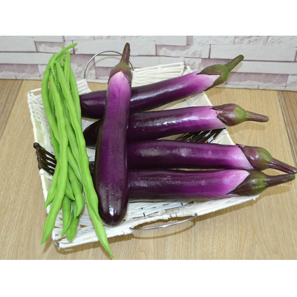 2pcs Realistic Artificial Aubergine Faux Eggplants Simulation Aubergines Foam Vegetable Decorations for Home and Office