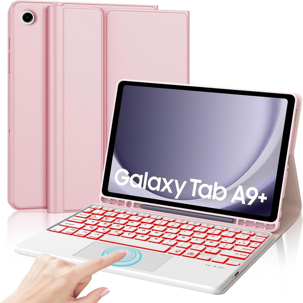 Samsung Galaxy Tab A9+ s AZERTY Bluetooth klávesnicovým pouzdrem, 11palcový ochranný kryt