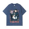 275 GSM Washed T-shirts 100% Cotton Jujutsu Kaisen V40 Print Unisex Heavy Cotton T Shirt