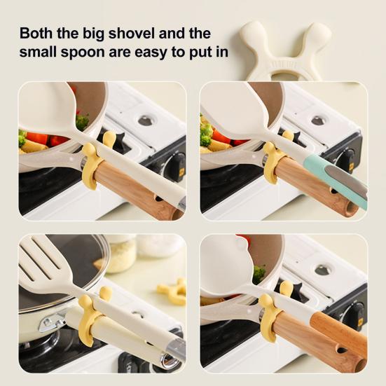 Spatula Holder Spoon Rest Heat Resistance Non-Slip Silicone Pot Spoon Holder Clip Mini Stove Top Spatula Holder