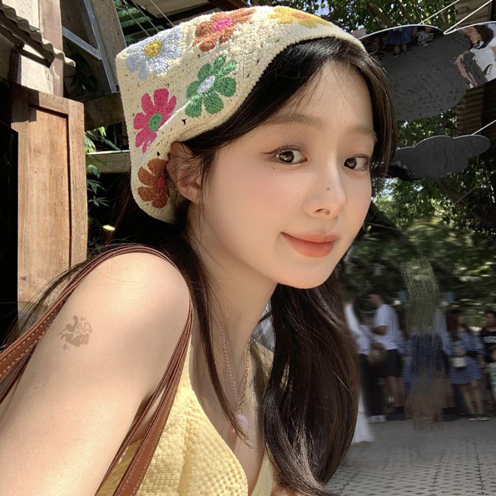 Hair Band Knitted Headband Floral Women Hair Scarf Vintage Triangle Turban  Girls