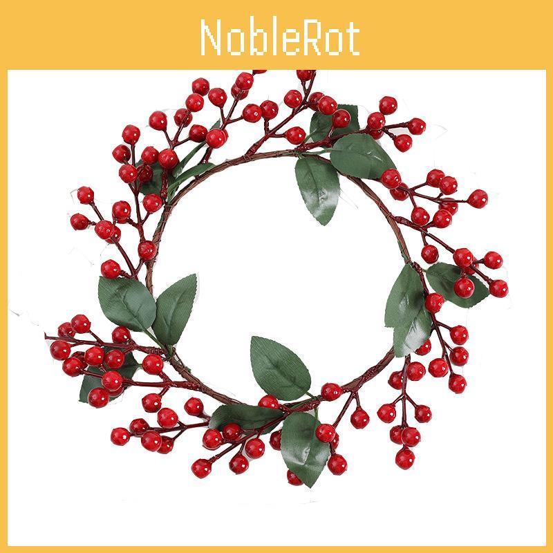 Plastic Berries And Pine Needles Wreath Decor For Festive Home And Store Display