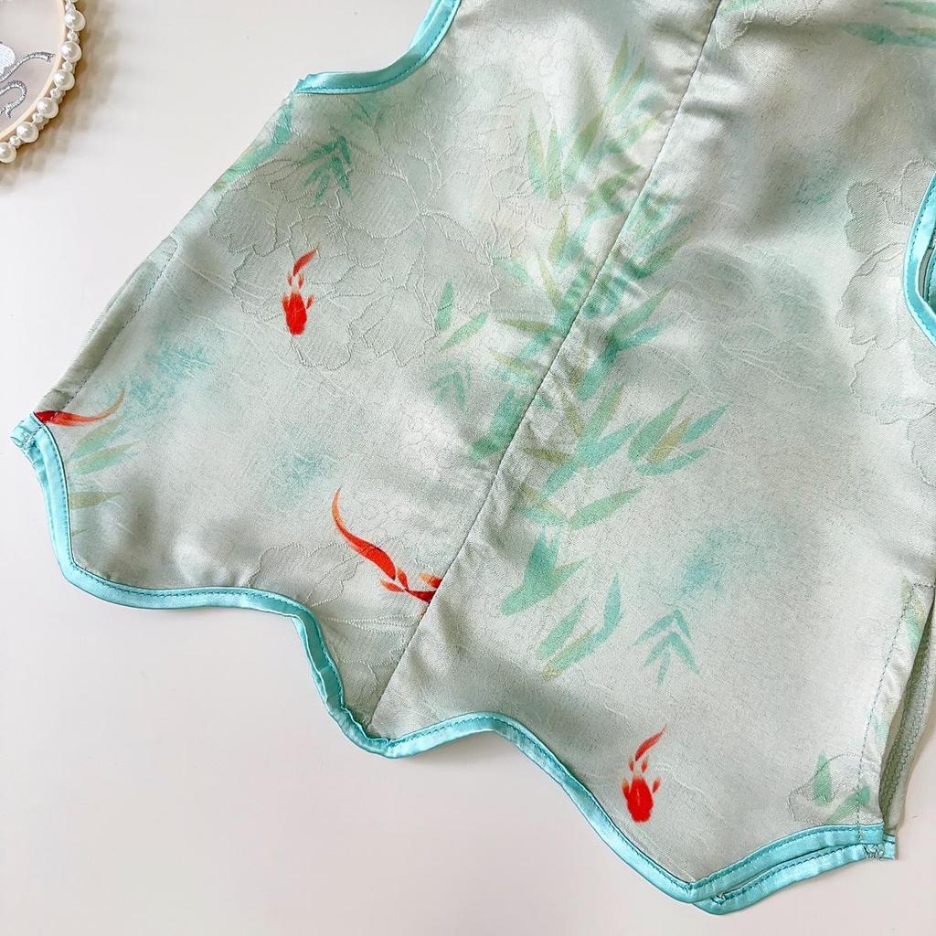 Girls' Summer Hanfu Two-Piece Set: Vest and Long Pants