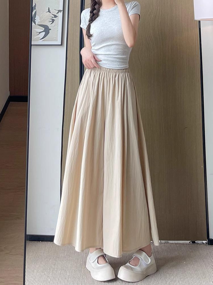 Yamamoto Women's High Waist Ice Silk A-line Skirt Pants - Summer 2026 Collection, Plus Size, Wide Leg, Slimming Fit