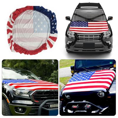 American Flag Car Hood Cover 63 X 47 Inch Stretchable Polyester Spandex Fabric Fits Most Cars Trucks SUVs