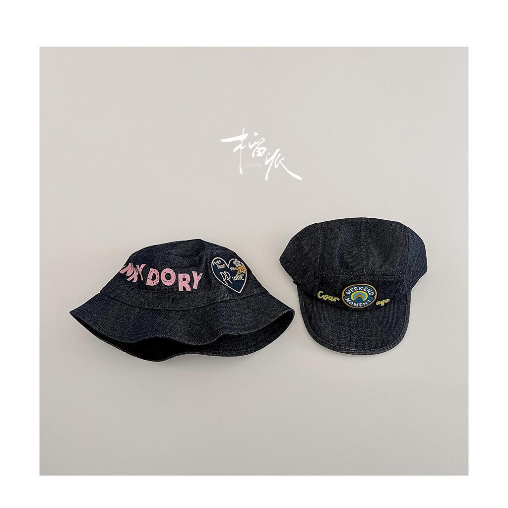 Korean Style Children's Denim Hat: Graffiti Print, Unisex, Stylish Sun Protection