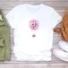 Trendy short-sleeve T-shirt with stylish prints, perfect for women's summer wear.