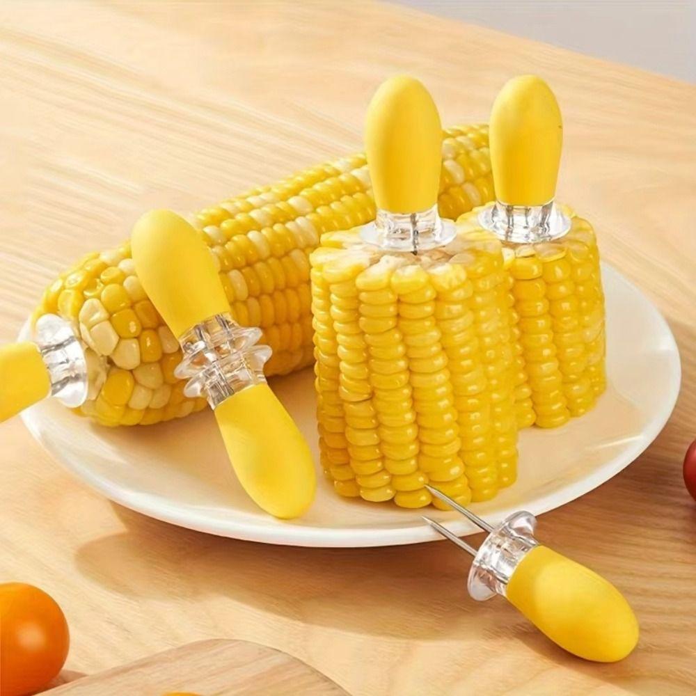1 Pair Heat-insulated Anti-scalding Corn Fork Corn Cob Holders  For Home Cooking BBQ Camping