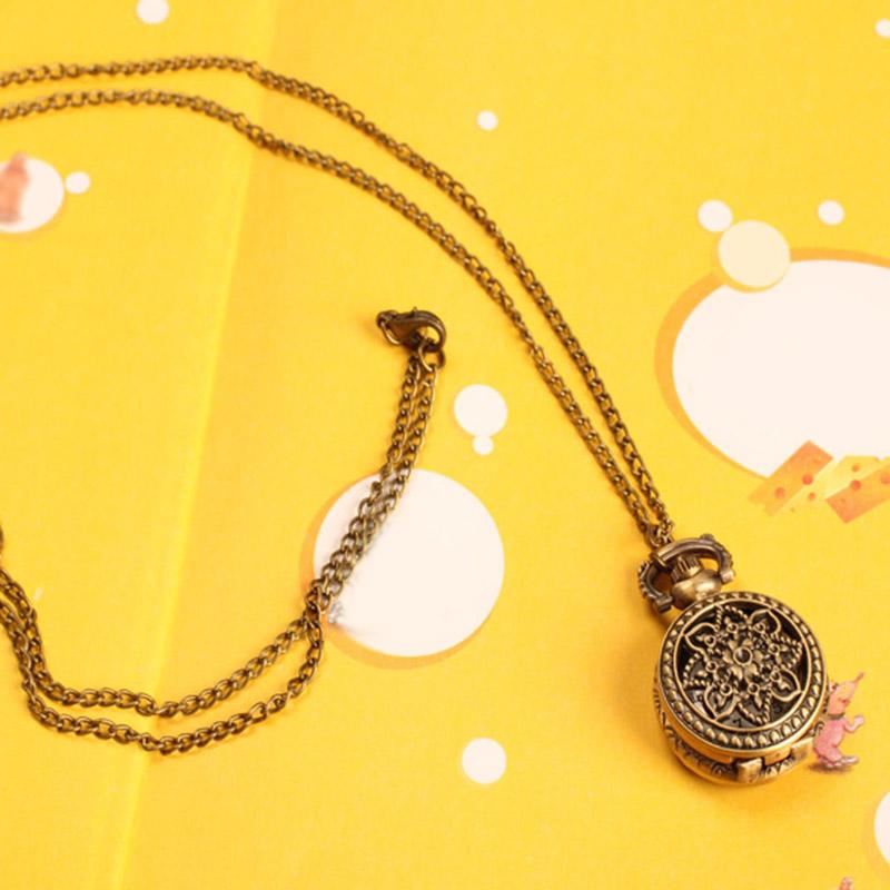 .fashion Lotus Round Pocket watch  Quartz Clock stainless steel case  Pendant Necklace Chain  for Women Men Pocket Watch gift