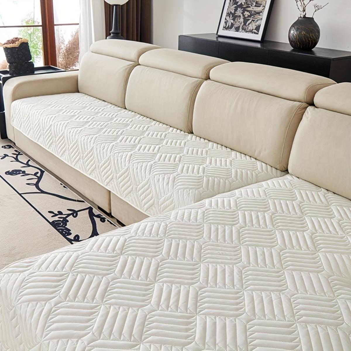 

Двухсекционная диванная подушка с тиснением, Защита от домашних животных, Противоскользящая, Износостойкая, Всесезонный машинная стирка Чехол для углового дивана L-образной формы, Подходит для 2-4 мест 70*120cm белый