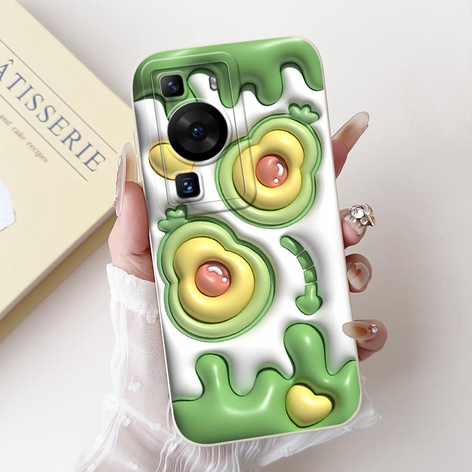 For Huawei P60 Pro Case MNA-LX9 Shockproof Cover Cute Cartoon Square Lens Protection Bumper For Huawei P60 Art P 60 P60Pro Funda