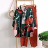 Set di pantaloni camicia da 2 pezzi / set Set di pantaloni colorblock monopetto risvolto manica lunga vita elastica allentata gamba larga set di pantaloni camicetta casual morbida da donna