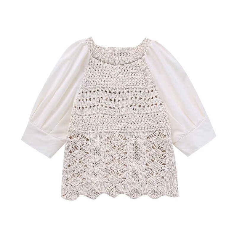 Fashion Style Autumn New Women's Clothing Stylish Short All-Match Patchwork Sleeve Knitwear 6427109 712