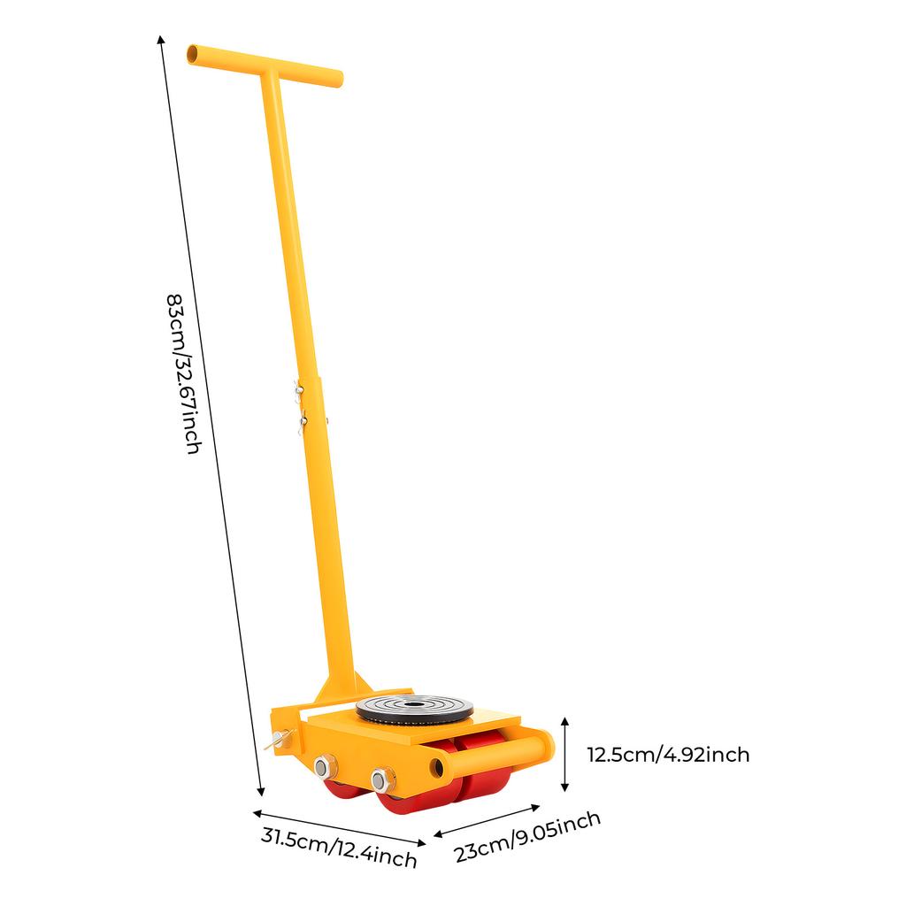4pcs Machinery Mover 6T Machinery Skate Dolly 13200lbs Machinery Moving Skate W/ 360° Rotation Cap and 4 Rollers Yellow
