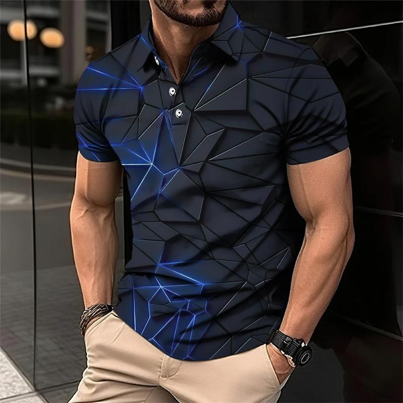 Cool Mecha 3D-tryckta kortärmade pikétröjor för män Kläder Tech-stil Kortärmad Mode Techwear Sport Muskel POLO-tröja