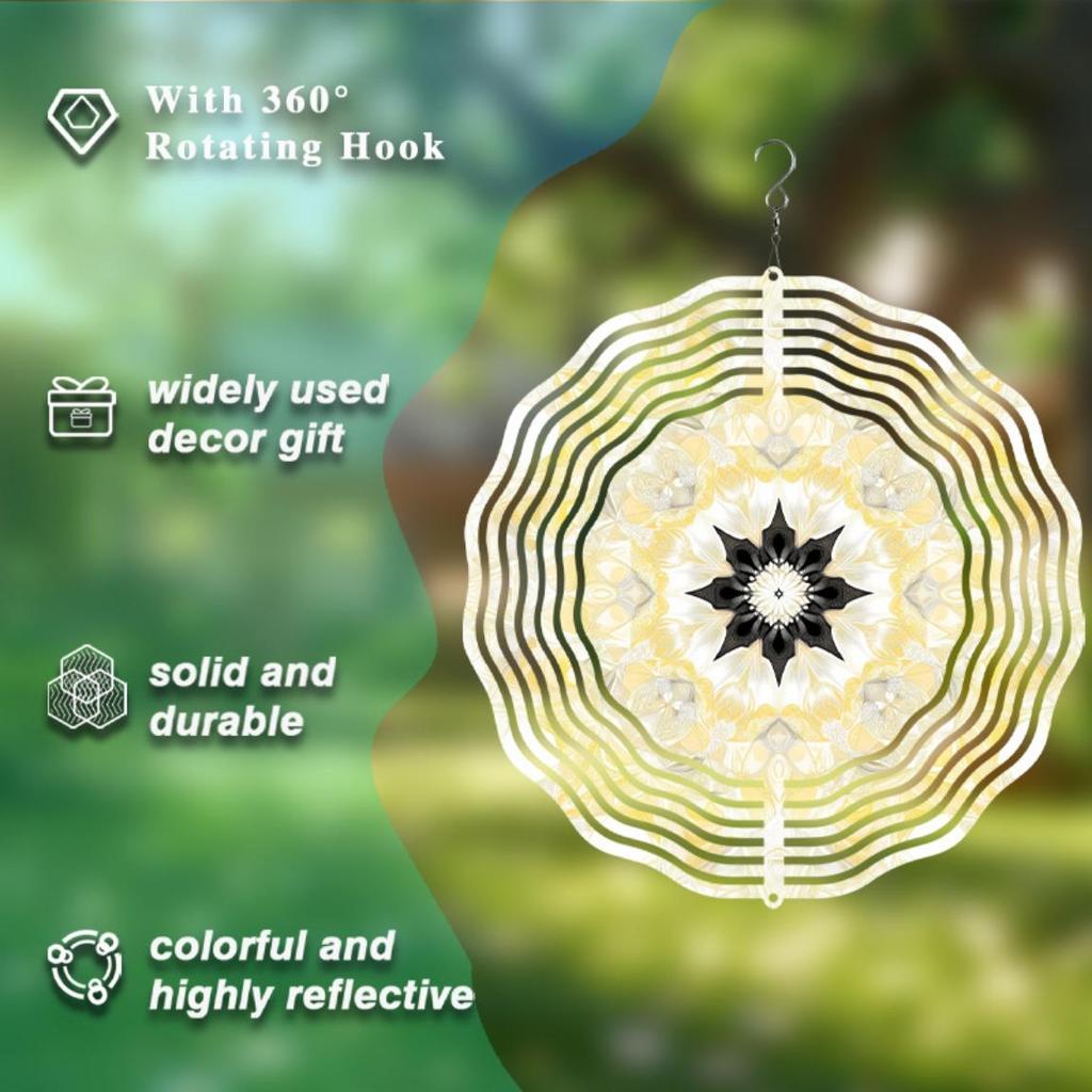 Goldenes Metall Mandala Windspiel Außengartendekor für alle Jahreszeiten Weihnachten Thanksgiving Hängender Schmuck mit reflektierender Oberfläche