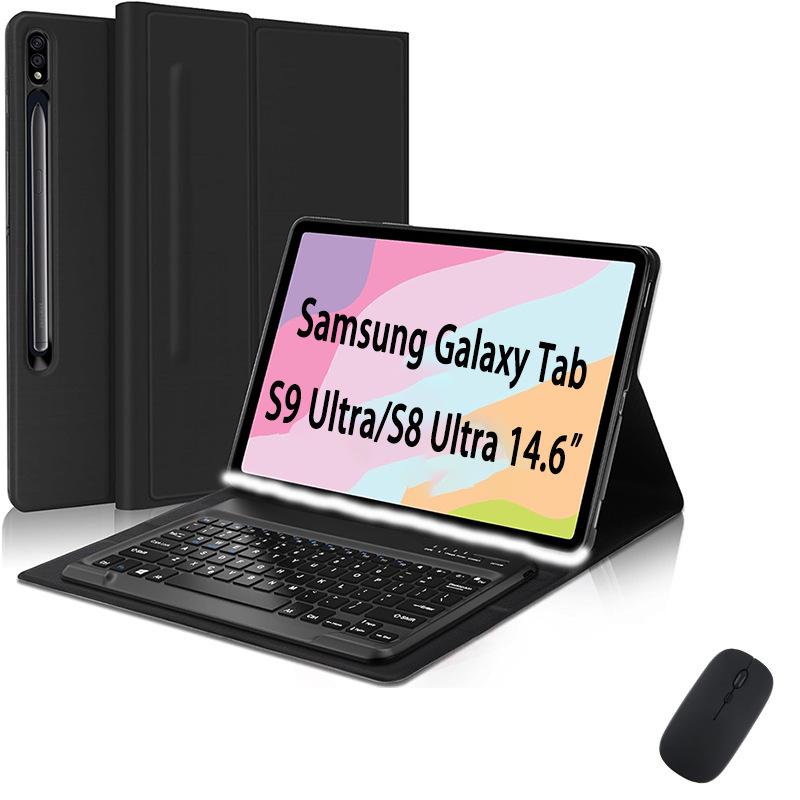 Custodia per Tablet Samsung S10 FE+: Tastiera da 13,1", Slot per penna, Copertina in pelle, Mouse da 12,4"