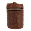 Bank Bucket Retro Carved Pattern Cylinder Portable Leather Zippered   Bank