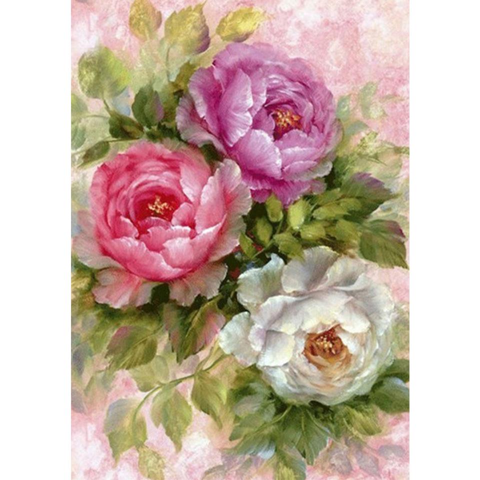 5D DIY Diamond Painting Flower Vase Rhinestone Rose Full Round Diamond Embroidery Cross Stitch Kit Mosaic Art Picture Gift